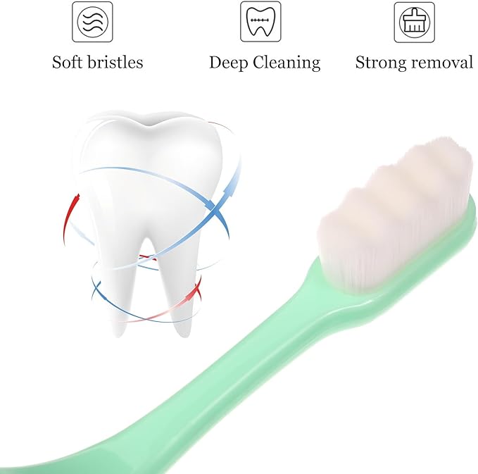 Ultra Soft Bristle Toothbrush 4pcs, Mild Cleaning Oral Care Tool for Sensitive Gums, Assorted Colors for Adults’ Daily Use