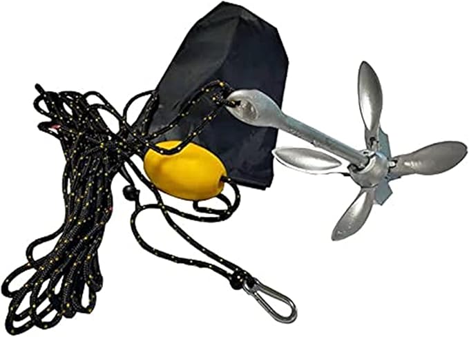 ISURE MARINE 1.5kg/3.5 lbs Boat Anchor ,Kayak Fishing Galvanized Anchor kit, Folding Anchor System for Kayak Canoes Accessories-StrideForce Fitness