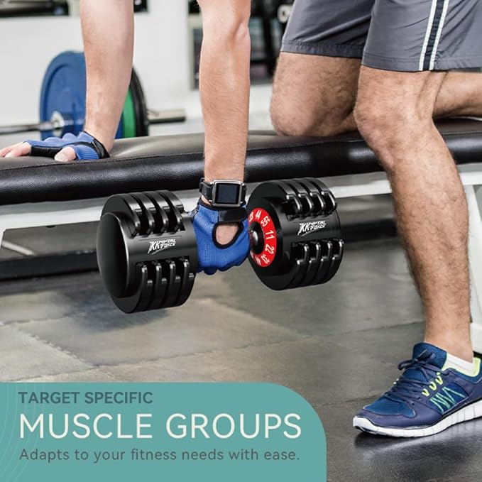 25/55lbs Adjustable Dumbbells Set, Dumbbells with Anti-Slip Metal Handle for Exercise & Fitness Fast Adjust Weight for Full Body Workout Fitness