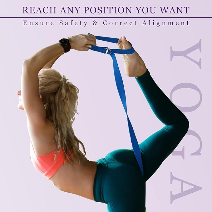 Leyndo 24 Pieces Yoga Strap Stretching Pilates Exercise Adjustable Straps 6 ft Non Elastic Yoga Belt with Adjustable D Ring Buckle for Pilates Gym Workouts Fitness-StrideForce Fitness