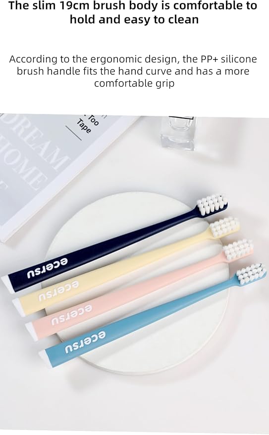 Japanese Toothbrush (4 Per Box) for Adult Couples, Small Head Ultra-fine Soft bristles, Family (Modiran, 4 Per Box)
