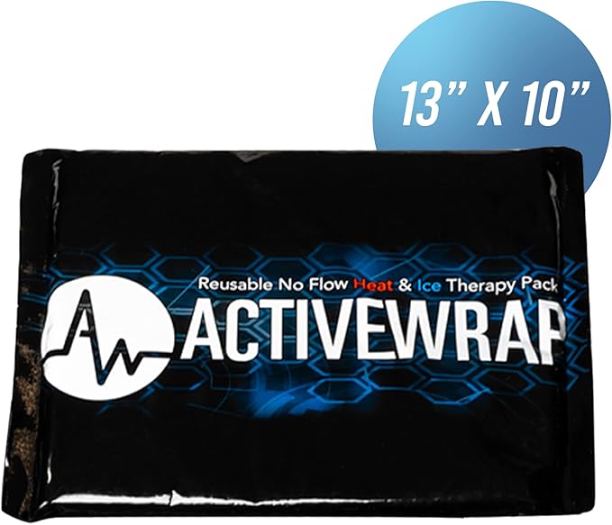 Activewrap Reusable Ice Packs for Injuries - Hot and Cold Gel Compress for Injury Recovery and Pain Relief, Soft, Flexible, Leakproof Pad for Back, Knee, Hip, & Shoulder - X-Large (13 x 10 Inches)-StrideForce Fitness