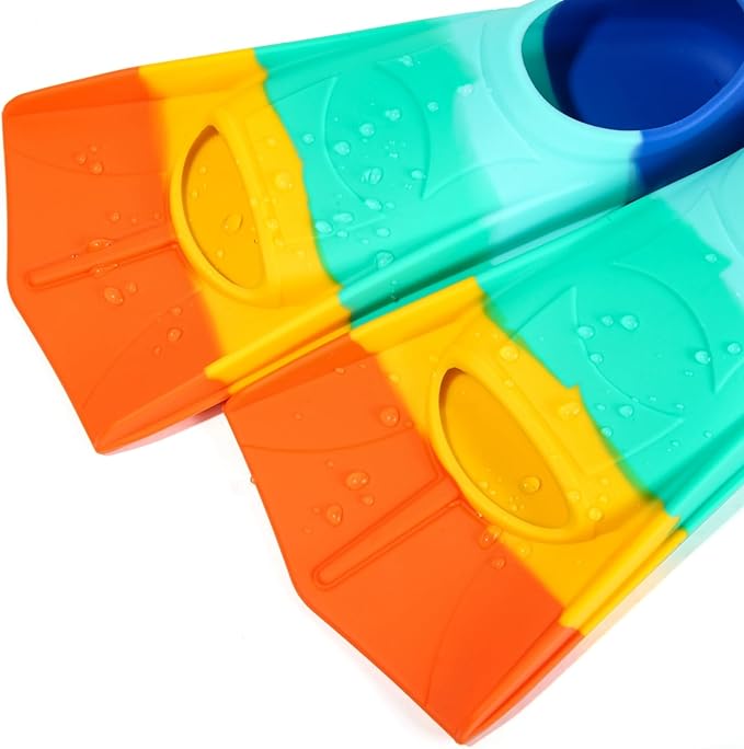 Kids Swim Fins,Short Kids Fins Youth Swimming Flippers for Lap Swimming Training for Children Girls Boys Beginners-StrideForce Fitness