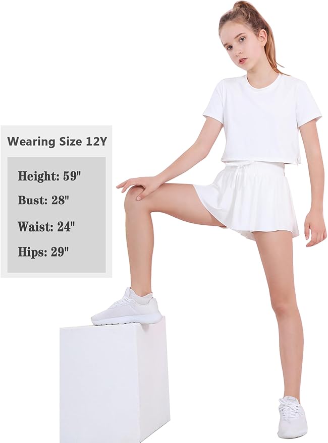 EXARUS Girls Butterfly Shorts Flowy Dance Skirt Cheer Skorts Athletic Tween Clothes Teen Preppy Outfits Flutter Kids-StrideForce Fitness