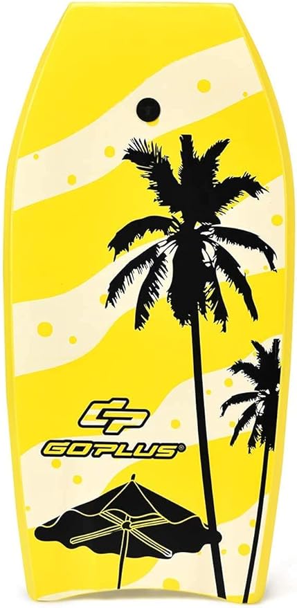 Goplus 41''/37''/33'' Lightweight Body Board for Beach, Surf Board with EPS Core, XPE Deck, HDPE Slick Bottom, Wrist Leash, Bodyboard for Kids Adults Surfing-StrideForce Fitness