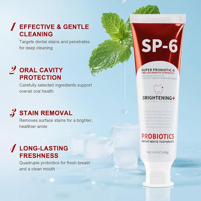 SP 6 Probiotic Whitening Toothpaste - Upgraded Probiotic Formula - Brighten Your Smile & Strengthen Oral Health