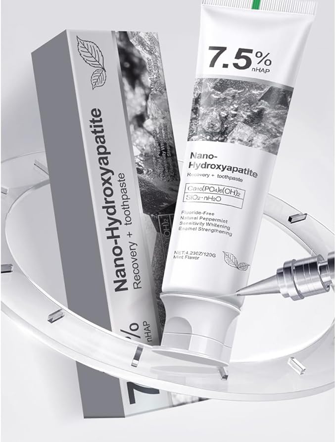 7.5% Hydroxyapatite ToothpasteAppropriate for Sensitive Teeth & Tooth Strengthening, Tooth Repair, Gentle Mint Fluoride-Free Formula for Daily Use (120g/4.23oz)