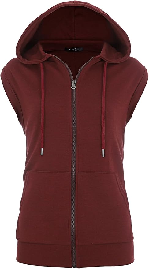 GIVON Women's Lightweight Hooded Vest Sleeveless 1/4 Zip Pullover Casual Hoodie Sweatshirt with Pockets