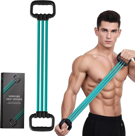 6-Pipe Chest Expander & Shoulder Stretcher - Adjustable Detachable Resistance Tubes for Home Gym, Rehab, Strength Training + Easy Workout Guide (Men/Women)-StrideForce Fitness