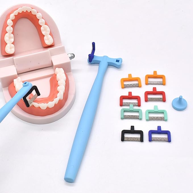 Complete IPR Kit for Orthodontic Treatment, Interproximal Enamel Reduction Set with Manual Handpiece and Assorted Polishing Strips | Dental Tool for Space Creation and Tooth Gapping Contouring
