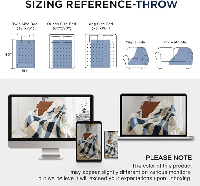 PU MEI 50"x60" Sherpa Fleece Blanket - Soft, Cozy, Thick and Warm for Couch, Sofa or Bed-StrideForce Fitness