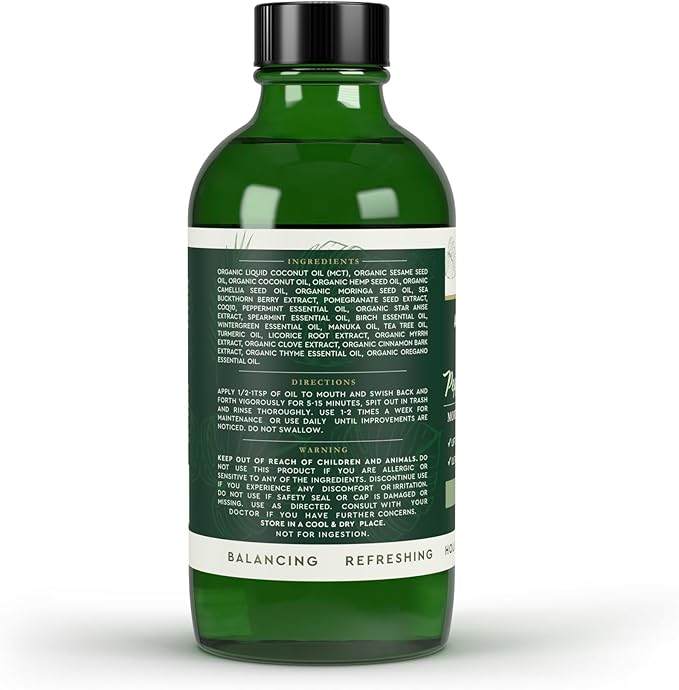 Antioxidant Oil Pulling Super Oral Conditioner with Cold Pressed Sesame, Neem, Moringa, & Coconut Oil for Teeth & Gum Health - 18 Botanical Extracts, CoQ10 & Vitamins, Refreshing Anise Flavor