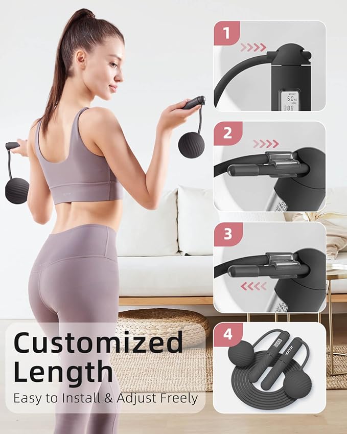 Cordless Jump Rope with Counter - Ropeless Jump 2 In 1 with