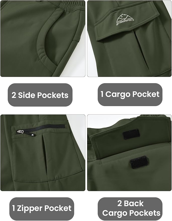 TBMPOY Men's Snow Ski Fleece Lined Hiking Pants Waterproof Winter Snowboard Warm Outdoor Insulated Pants Windproof