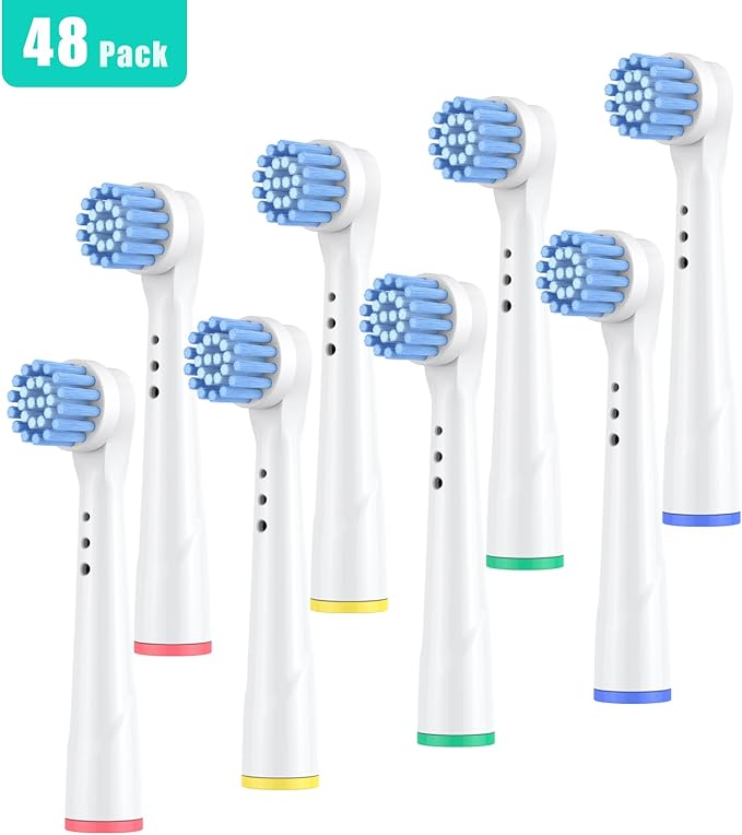 Safcare Sensitive Gum Care Replacement Brush Heads, Pack of 48 Professional Electric Toothbrush Heads Compatible with Oral b Braun Electric Toothbrush (48 Pack)