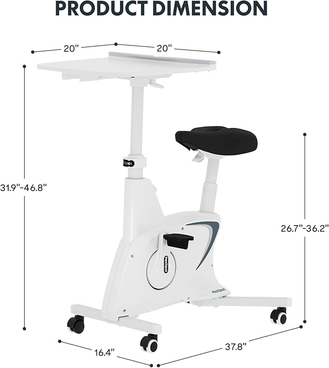 FLEXISPOT Exercise Bike with 2D Desktop, Space Saving Under Desk Bike with Removable Desk, Stationary Bikes Indoor Bikes with 300LBS Heavy Duty 8-Level Resistance Flywheel Optional LCD, V9PRO/V9MAX-StrideForce Fitness
