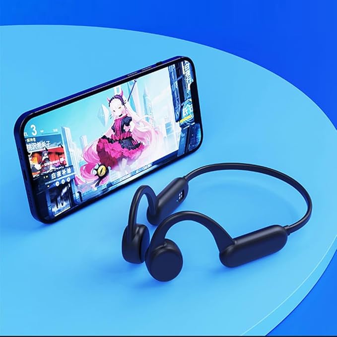 IHAO Swimming Headphones True Bone Conduction Open Ear Headset MP3 Player Built-in 32G Memory IP68 Underwater Waterproof Stereo Bluetooth Earphone for Driving Bicycling Running Skiing-X18 Black-StrideForce Fitness