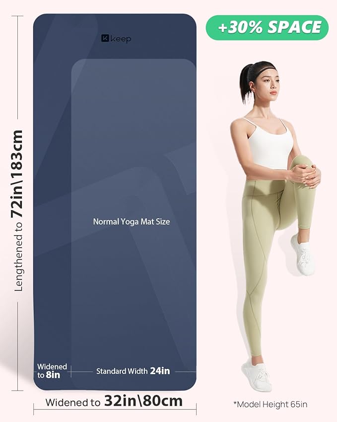 KEEP Yoga Mat, 32" Extra Wide Exercise Mat with Strap for Men and Women, 7mm Thick Double-Sided Non-Slip Eco-friendly Yoga Mat for Pilates, Workout and Fitness-StrideForce Fitness