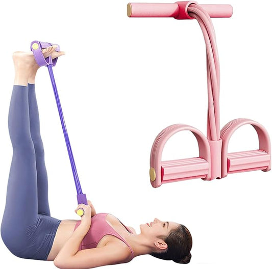 2025 Upgrade Multifunction Tension Rope or Exercise Sit Up Exercise Equipment,Pedal Ankle Puller,Bands-6 Tube Pedal Ankle Puller for Women Men-StrideForce Fitness