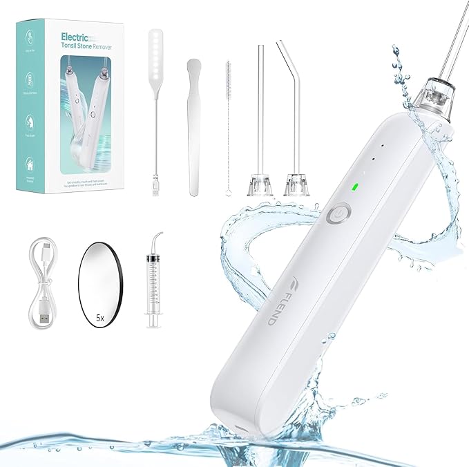 Tonsil Stone Remover Kit,3 Modes Electronic Tonsil Stone Remover Vacuum,Oral Irrigator for Best Tonsil Stone Remover LED Light,Tonsil Stone Mouthwash 5X Magnifying Mirror,Fight Bad Breath Tonsil Stone