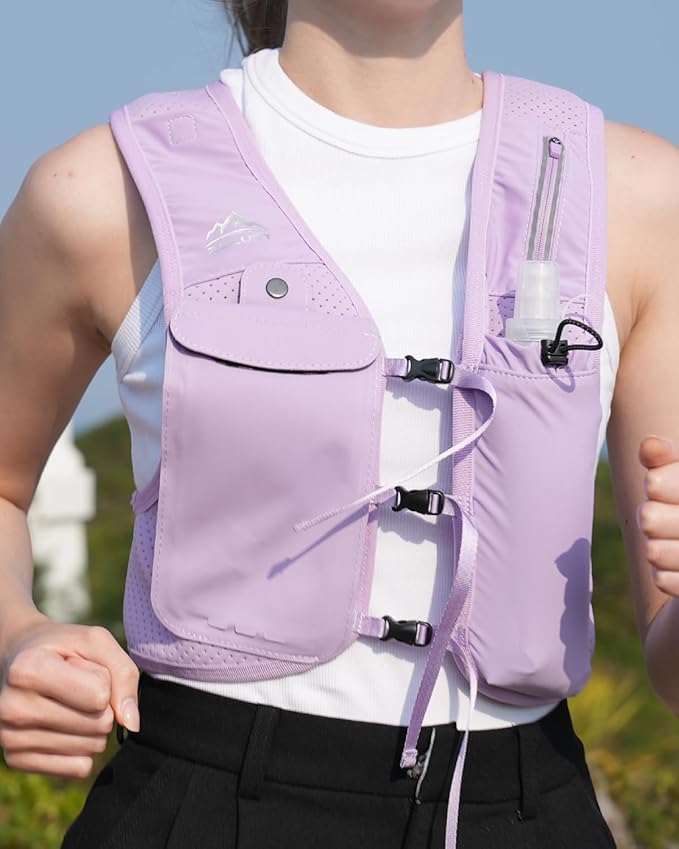 Running Vest for Women Men, USA Original Patent, Adjustable Chest Straps Running Hydration Vest with 500ml Soft Flask, Lightweight Reflective Hydration Backpack for Marathon-StrideForce Fitness