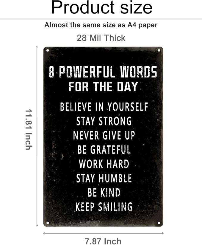 ALKB Inspirational Wall Art Metal Sign 8 x 12 Inch, Inspiring Positive Quotes Room Decor for Living Room Bedroom Classroom Gym, Motivational Wall Decor for Teen-StrideForce Fitness