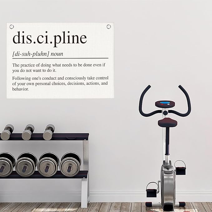Discipline Gym Motivational Wall Art Banner Dorm Posters Gifts for Guys Men Women Gym Flag Decor for Home Gym Bedroom Workout Room 30x20 Inchs-StrideForce Fitness