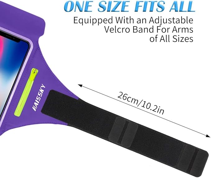 HAISSKY Cell Phone Running Armband with Airpods Zipper Pocket Armband Case Running Holder for iPhone 16/15/ 14/13 / 12 /11Pro Max,Galaxy S20 S10,Sweatproof Arm Band with Card/Key Bag-StrideForce Fitness