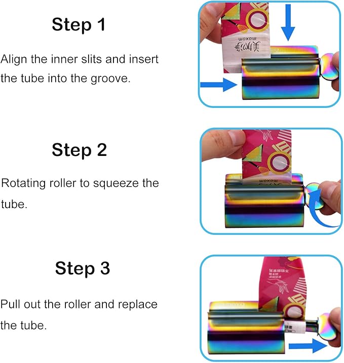 Toothpaste Squeezer - Metal Tube Squeezer Stainless Steel Tube Wringer UDQYQ Toothpaste seat Holder Stand (Iridescent)