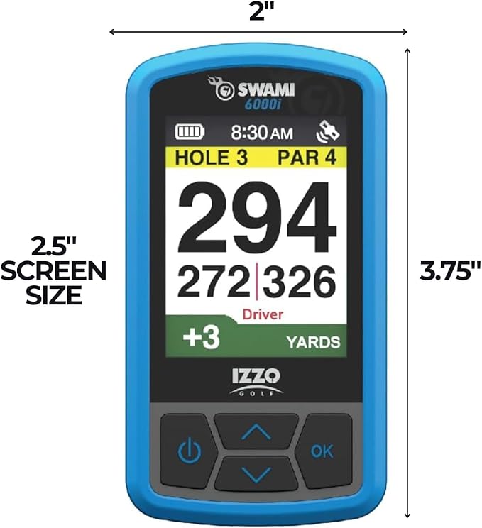 Izzo Swami 6000 Handheld Golf GPS Water-Resistant Color Display with 38,000 Course Maps & Scorekeeper-StrideForce Fitness