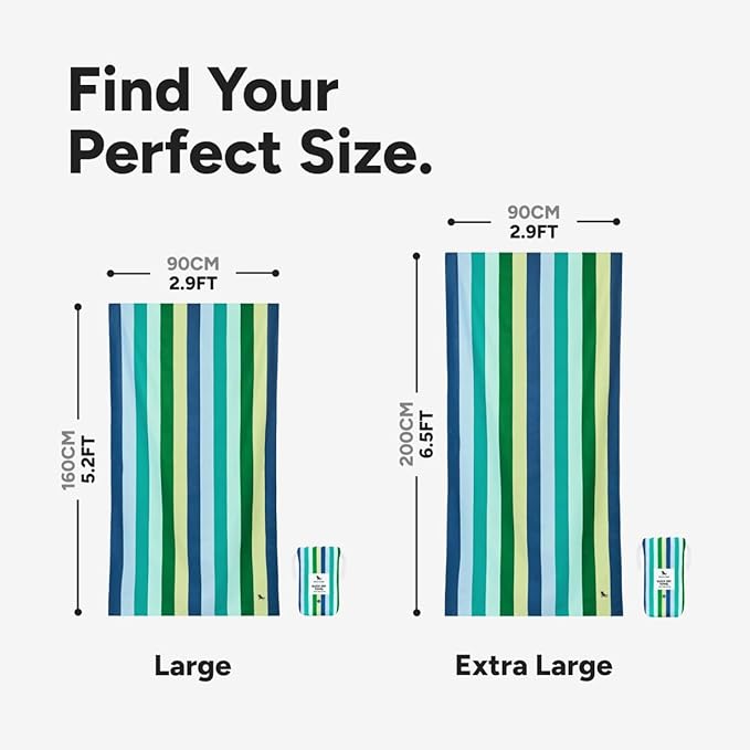 Dock & Bay Quick Drying Towel - for Sports & Gym - Compact, Lightweight - 100% Recycled - Includes Bag - Summer - Cool Lagoon, Extra Large (200x90cm, 78x35)-StrideForce Fitness