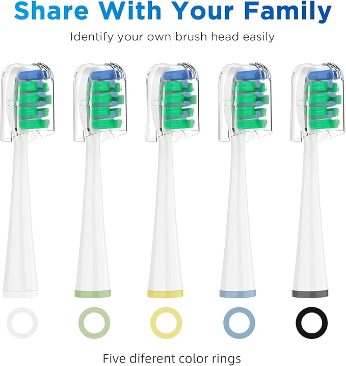 Replacement Brush Heads for Waterpik Sensonic Complete Care Toothbrush, with Covers, Compact, White, 5 Count