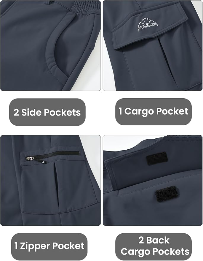 TBMPOY Men's Snow Ski Fleece Lined Hiking Pants Waterproof Winter Snowboard Warm Outdoor Insulated Pants Windproof