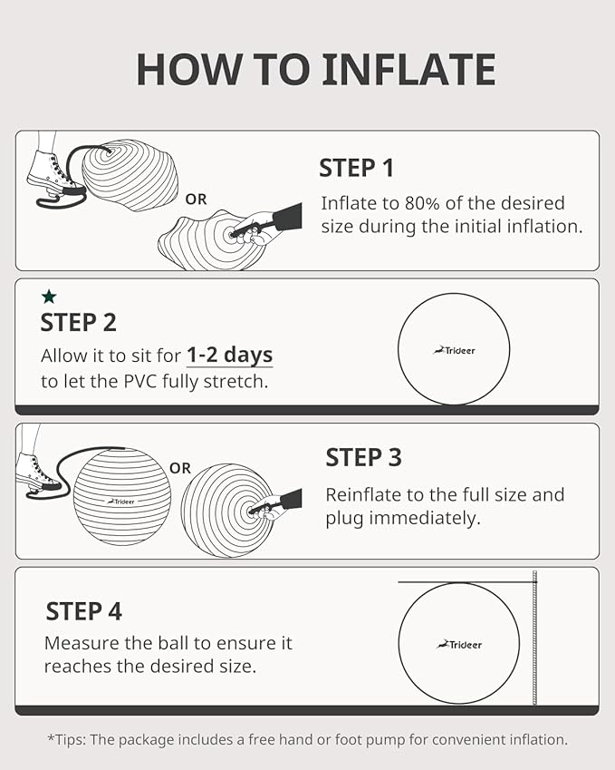 Trideer Extra Thick Yoga Ball Exercise Ball, 5 Sizes Gym Ball, Heavy Duty Ball Chair for Balance, Stability, Pregnancy, Quick Pump Included-StrideForce Fitness