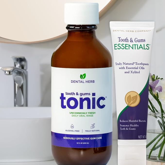 Healthy Gums Starter Kit – Tooth & Gums Tonic (18 oz) + Essentials Toothpaste | Fluoride-Free, Alcohol-Free, Vegan, Plant-Powered Oral Care by Dental Herb Company