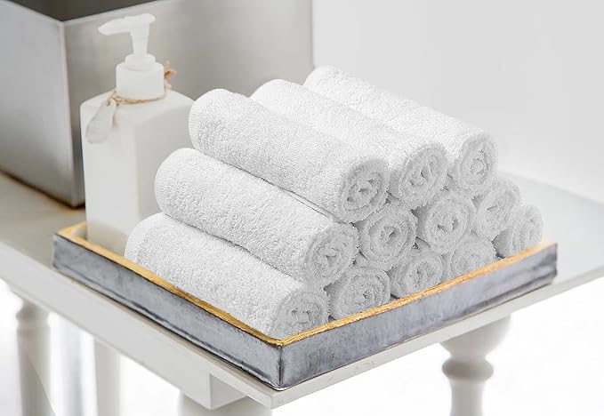Avalon Salon Towel - White Hand Towels Bulk Pack of 24-100% Cotton Absorbent Spa, Facial & Gym Towels for Working Out - 16x27 Inches (Not Bleach Proof)-StrideForce Fitness