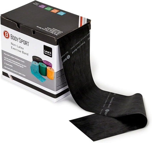 Body Sport Exercise Band, 50 yd. x 4 in. Roll, Special Heavy Resistance - Home & Gym Fitness Equipment for Stretching, Strength Training & Physical Therapy (Black)-StrideForce Fitness
