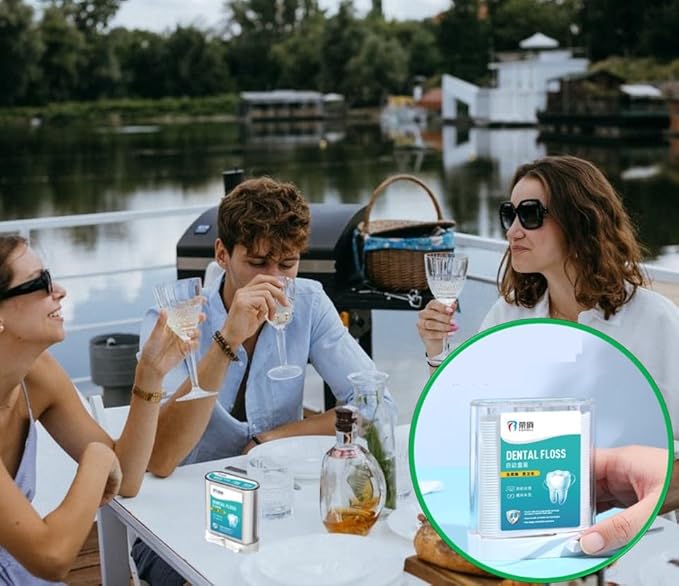 Dental Floss Picks, Flossers Picks for Adult Teeth, Packed in 1pc of Refillable Auto-Ejection-Case and 3pcs of Portable Cases, Hygienic Convenient, Smart Buy, 442pcs (White)