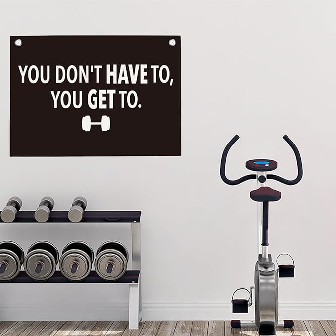 You Don't Have To You Get To Gym Motivational Wall Art Banner Dorm Posters Gifts for Guys Men Women Gym Flag Decor for Home Gym Bedroom Workout Room 30x20 Inchs-StrideForce Fitness