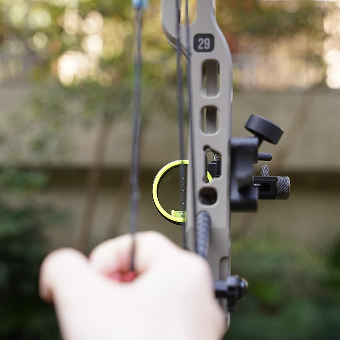 Archery 5-Pin Bow Sight - 0.019" Fiber, Brass Pin, Aluminum Machined - Right and Left Handed, with Hi-Vis Level for Archery, Hunting, Shooting-StrideForce Fitness