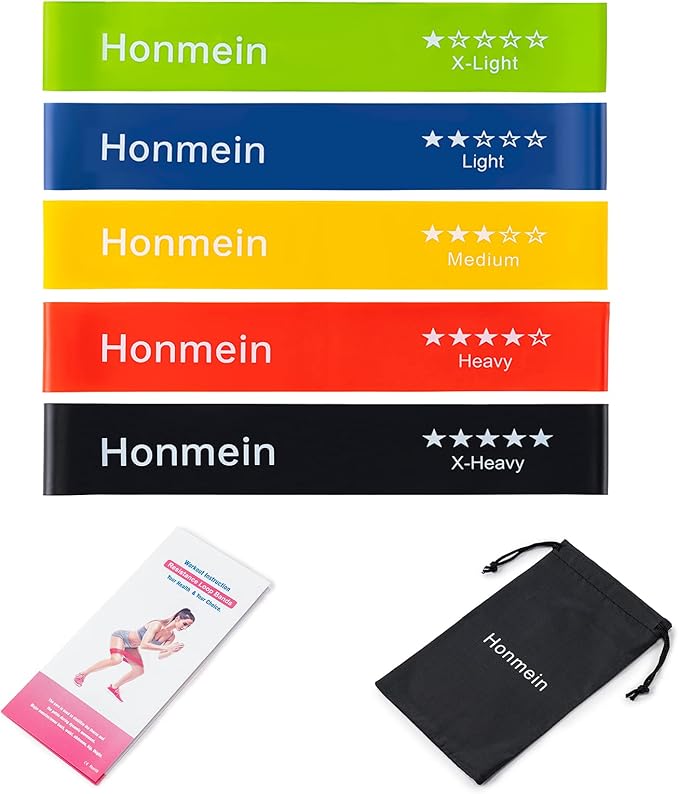 Resistance Bands for Working Out, Exercise Bands with 5 Resistance Levels Fit for Home Fitness, Strength Training, Natural Latex Resistance Band Include Instruction Guide and Carry Bag-StrideForce Fitness