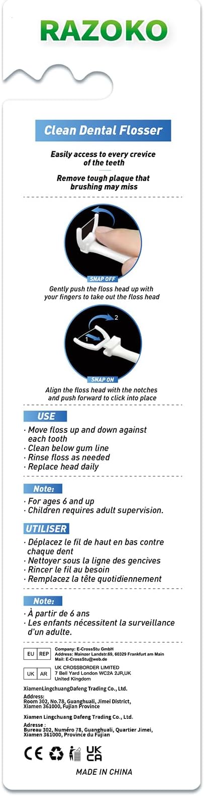 Dental Floss Picks, Clean Dental Flossers Kit with 3 Handles and 360 Extra Strength Refills