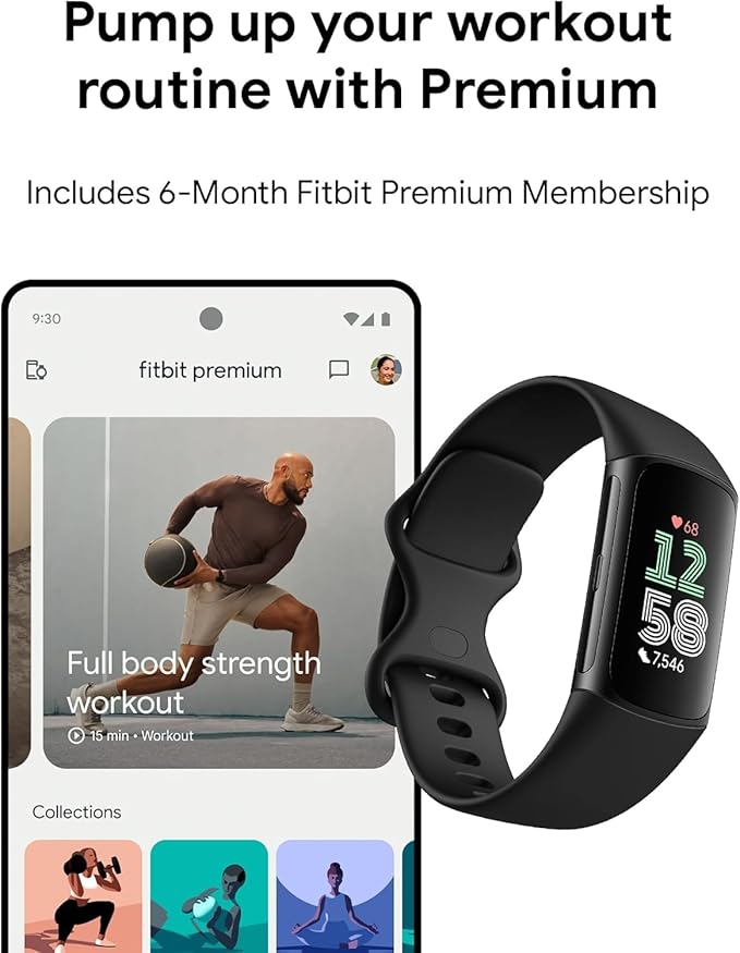 Fitbit Charge 6 Activity Tracker Heart Rate Monitoring 7-Day Battery,