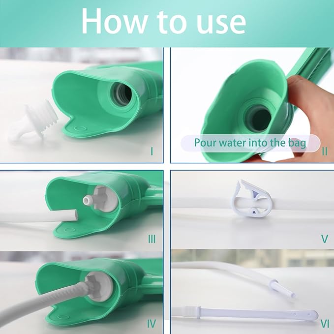 Coffee Enema Bag Kit, Douche Bag Combination Kit for Men and Women 5ft PVC Hose, 2L Capacity Water Colon Detox Cleanse Kit (Green, 2L)-StrideForce Fitness