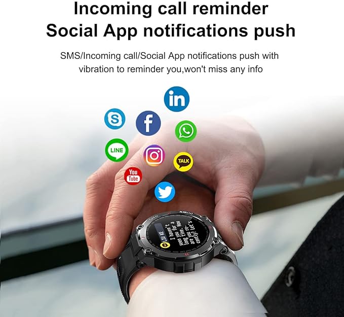 1.28" IPS Tactical Smart Watch for Men Activity Fitness Tracker with 400mAh Large Battery Outdoor Bluetooth Call Heart Rate Sleep Monitor Pedometer IP68 Waterproof Sport Watch for Android iOS