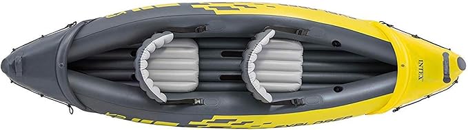 Intex 68307EP Explorer K2 Inflatable Kayak Set: Includes Deluxe 86in Aluminum Oars and High-Output Pump – SuperStrong PVC – Adjustable Seats with Backrest – 2-Person – 400lb Weight Capacity-StrideForce Fitness