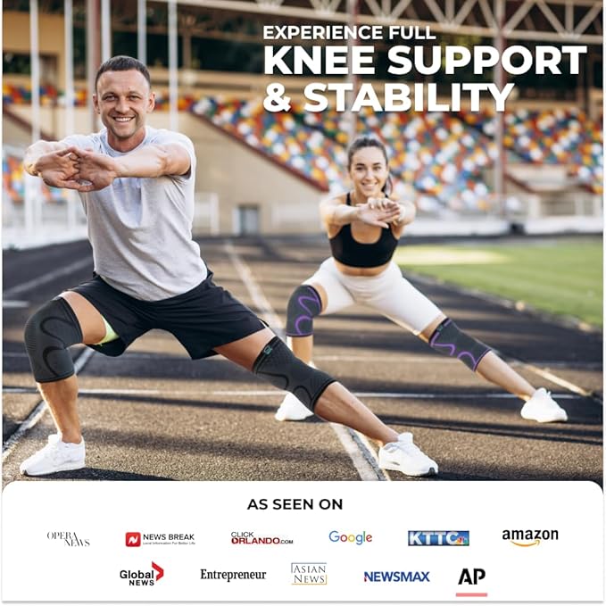 Modvel Compression Knee Brace for Women & Men, 2-Pack Knee Brace for Running Knee Pain, Knee Support Compression Sleeve, Workout Sports Knee Braces for Meniscus Tear, ACL & Arthritis Pain Relief