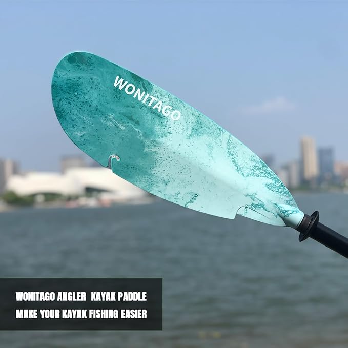 Angler Kayak Paddles Carbon Fiber Shaft and Plastic Blade, Floating Adjustable Fihsing Kayak Oars with Paddle Leash, 230-250cm/90-98 inch-StrideForce Fitness