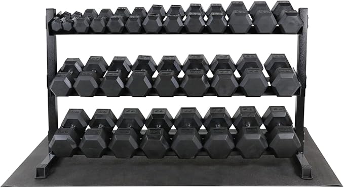WF Athletic Supply Heavy-Duty Dumbbell Rack Stand, Weight Rack for Home Gym, Weight Holder, Available Sizes for Storage 5-50LB or 5-75LB Dumbbell Pairs, Black/Red/Green/Blue, RACK ONLY-StrideForce Fitness