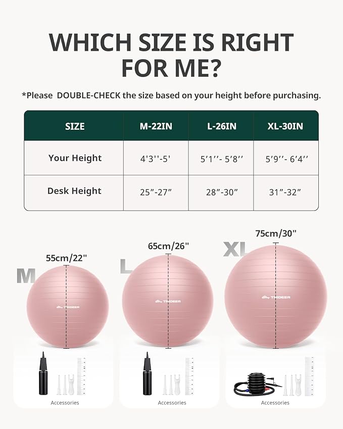 Trideer Yoga Ball – Anti-Burst Exercise Ball for Pregnancy, Office, Birthing, Stretching & Core Workout – Home Gym & Therapy-StrideForce Fitness